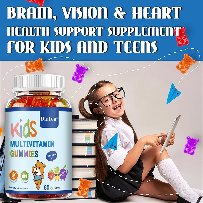 Gomitas multivitamínicas para la salud del corazón y el cerebro de los niños, apoya la salud de los huesos, los dientes, el corazón, el metabolismo