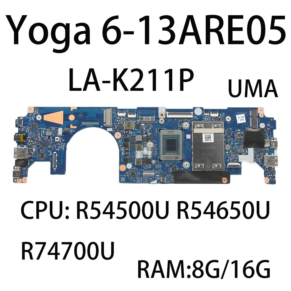 Материнская плата для ноутбука Lenovo Yoga 6-13ARE05, телефон с процессором: LA-K211P R5-4500U, Оперативная память: 8 ГБ/16 ГБ, FRU:5B21B22366 5B21B79341