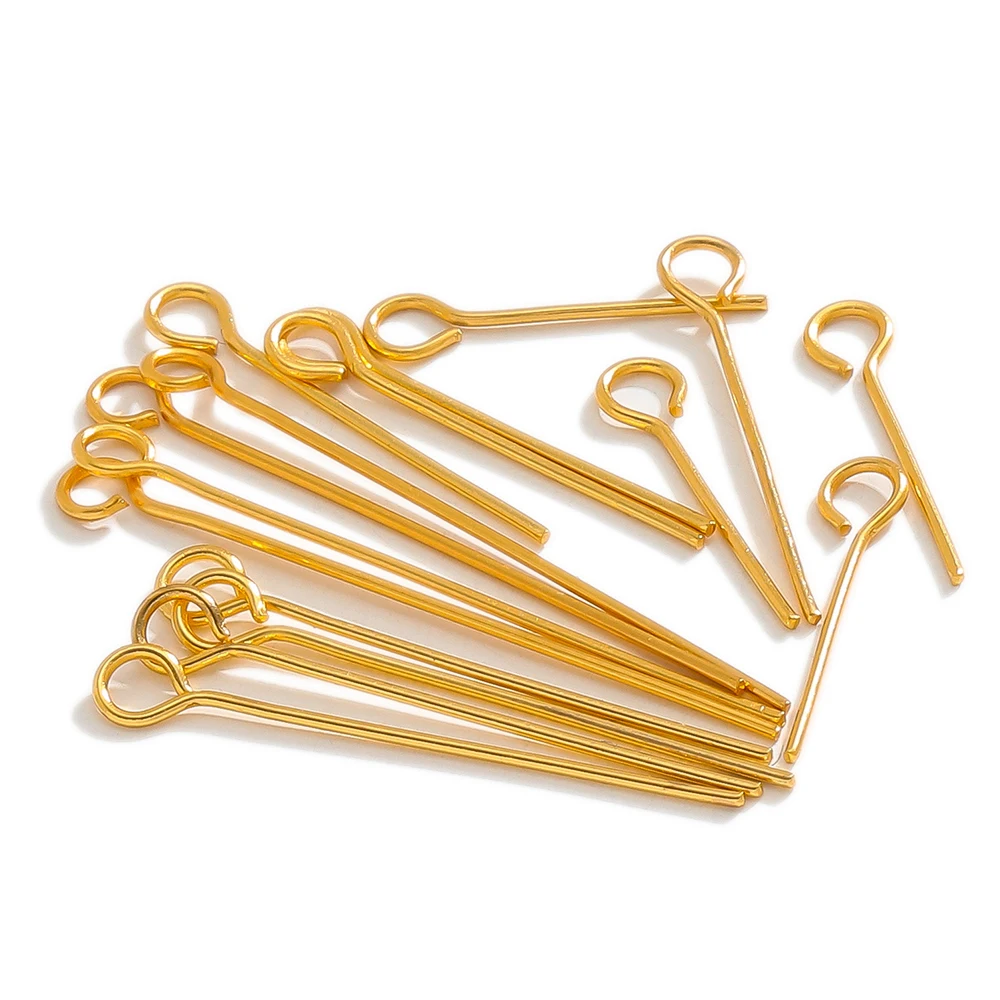 100 Stück/Set Edelstahl Goldfarbene Ösenstifte 15/20/25/30mm Ohrring-Zubehör für DIY Schmuckherstellung