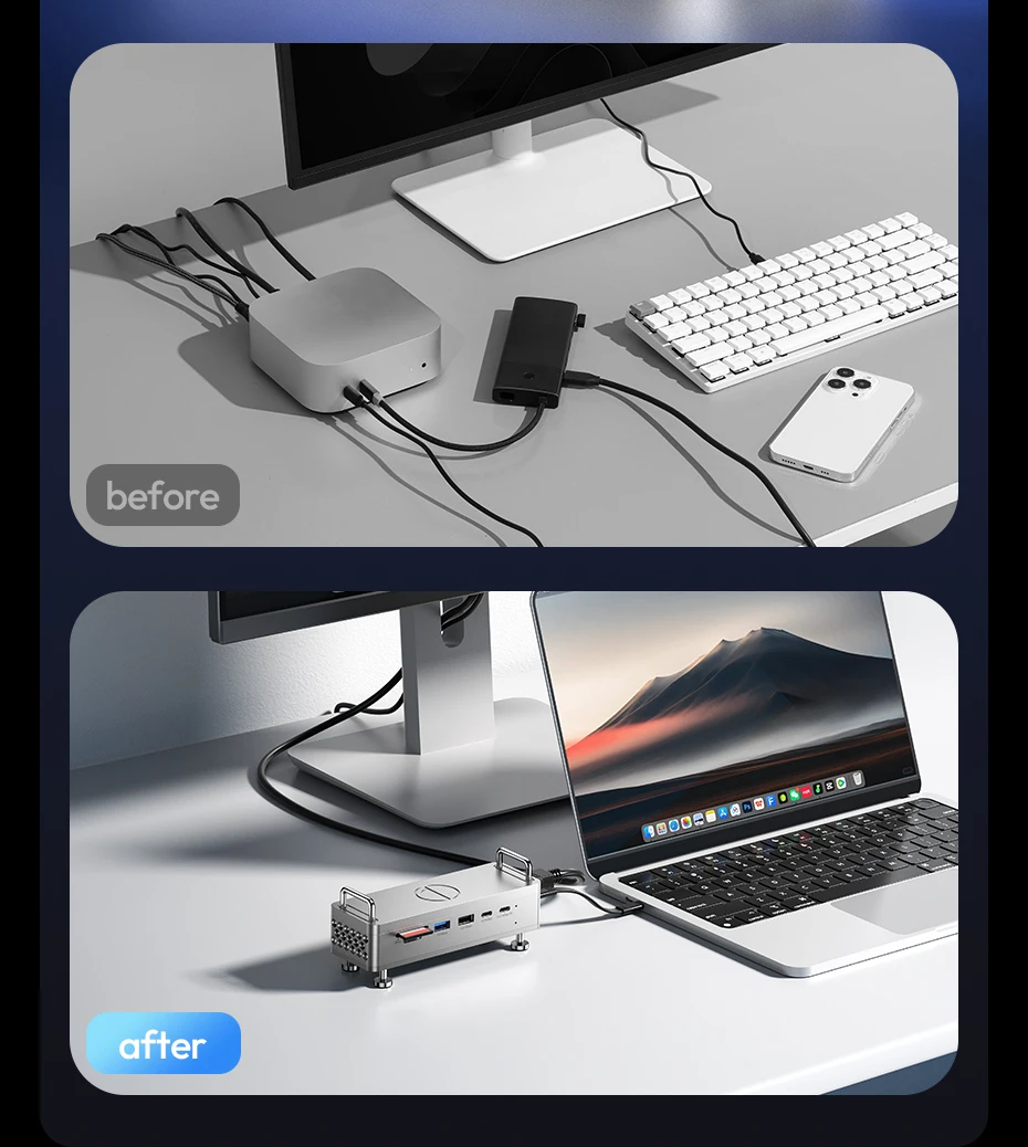  QT03 Docking Station with SSD Enclosure 2-in-1 Minimalist Setup for Storage Ch