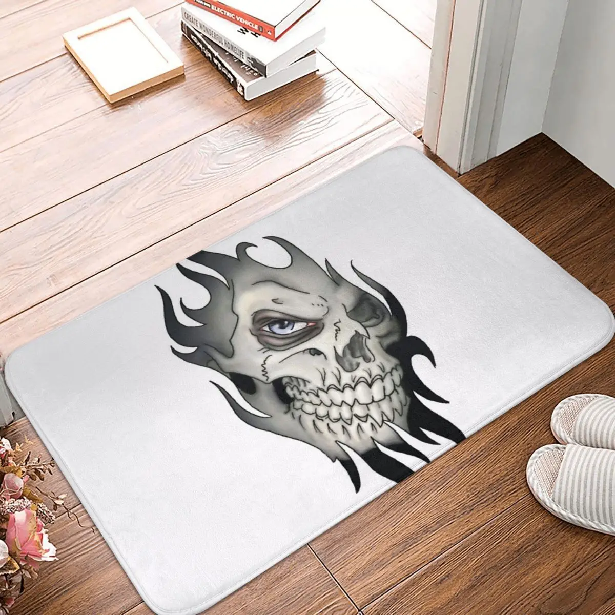 Skull Skeleton Halloween Wing Flame Tappeto Soggiorno Tappeto Easy Care Home Tappetini Antiscivolo Spessi Progettati Super Assorbenza