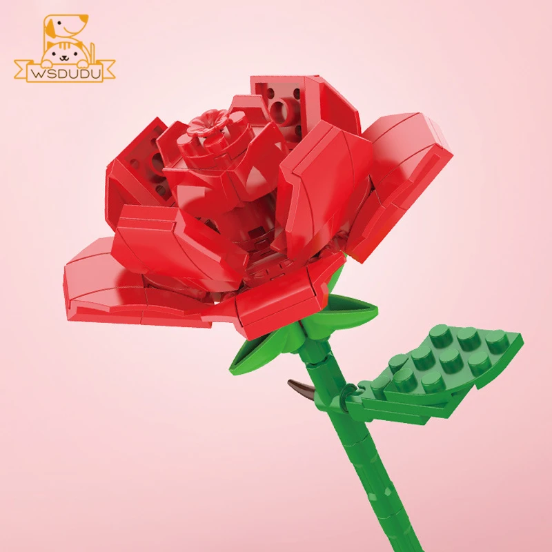 Mini Succulent Building Blocks Set Rose Flower Botanical Micro