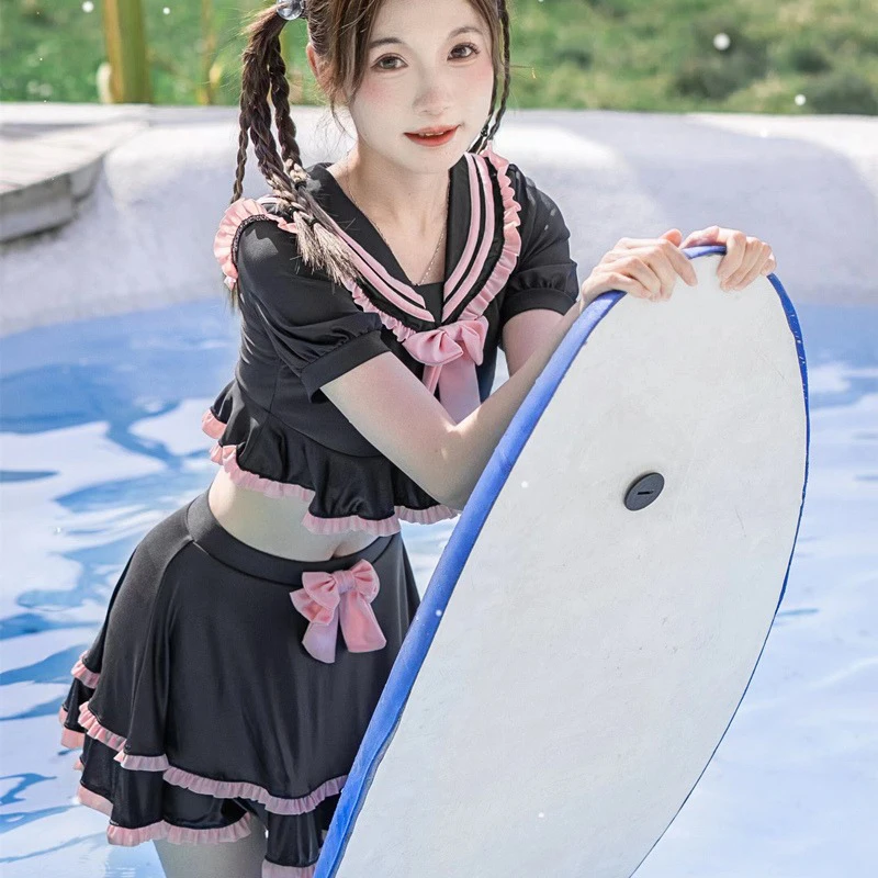 Bikini Swimsuit Women Set Elegant New Korean Girls Padded Monokini