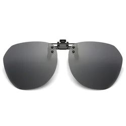 Polarized Unisex Photochromic Night Vision Anti-Glare Vintage Clip-On Sunglasses (Black gray)