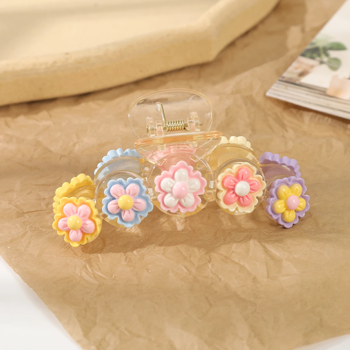 Fashion Women Beach Vacation Hair Claw Bohemia Flower Hair Clips Large Hair Claw Hairpin Women Girls Shark Clip Accessories