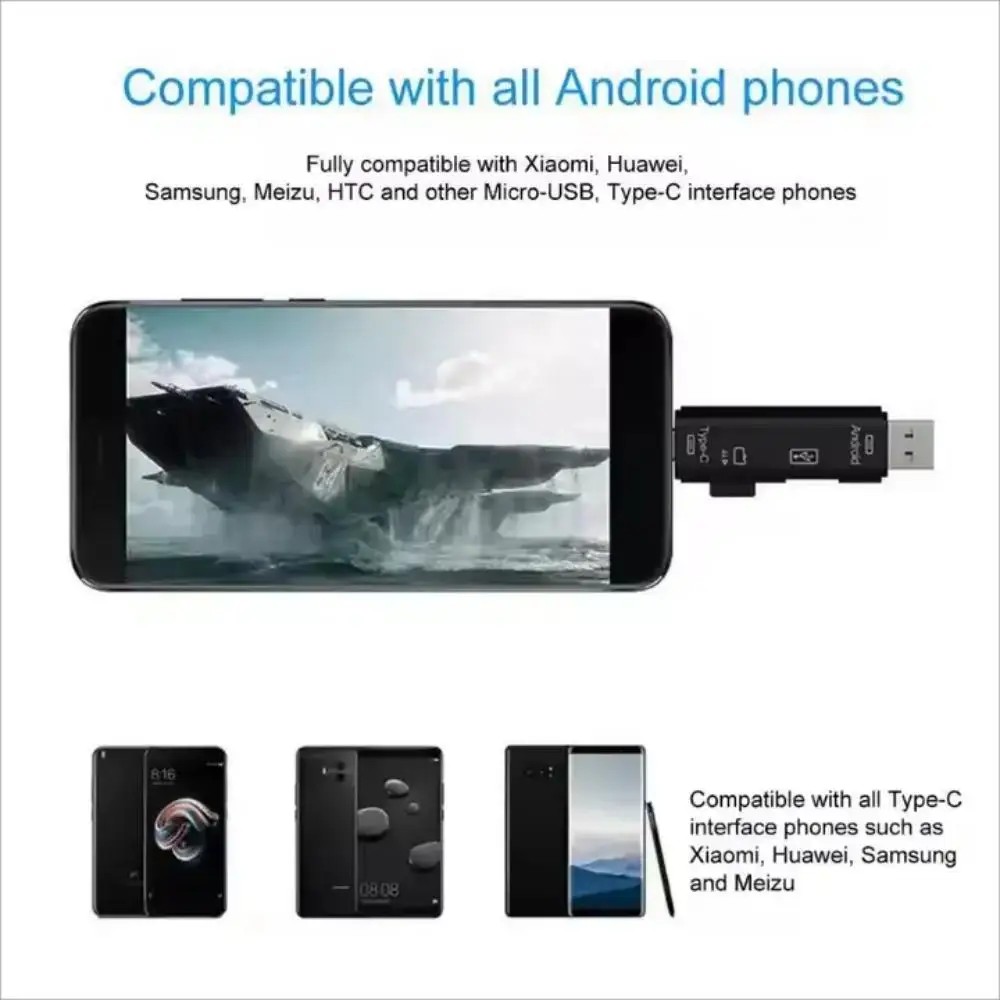 새로운 5 in 1 다기능 USB 2.0 타입 C USB 마이크로 USB SD TF 메모리 카드 리더 (안드로이드 컴퓨터 독 OTG 타입 C 어댑터용)