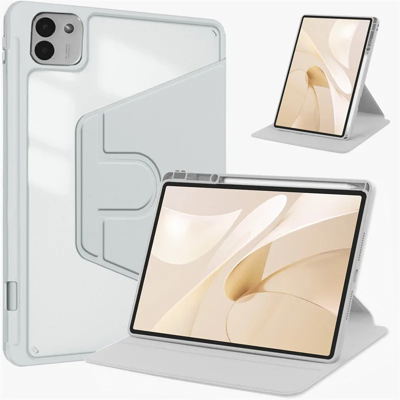 360° Rotating Acrylic Transparent Hard Case with Pencil Holder