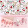 40 Pcs Alloy Nail Gems Charms, Silver Gold 3D Butterfly Dangle Star Nail Rhinestones Charms Pink Red Cherry Shiny Diamond Nail 4