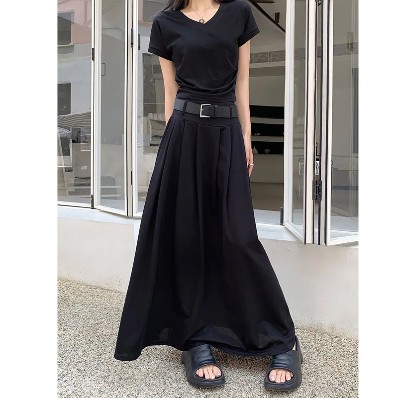 

High Waist A-line Skirt Y2k White Half Skirt Women's Summer Streetwear Fashion Casual All-match Pleated Skirt Kawaii Skirt
