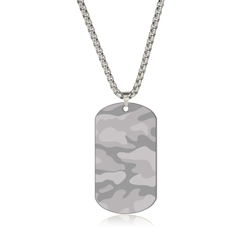 Camouflage Military Dog Tag Necklace - Stainless Steel Hip Hop Jewelry for Men