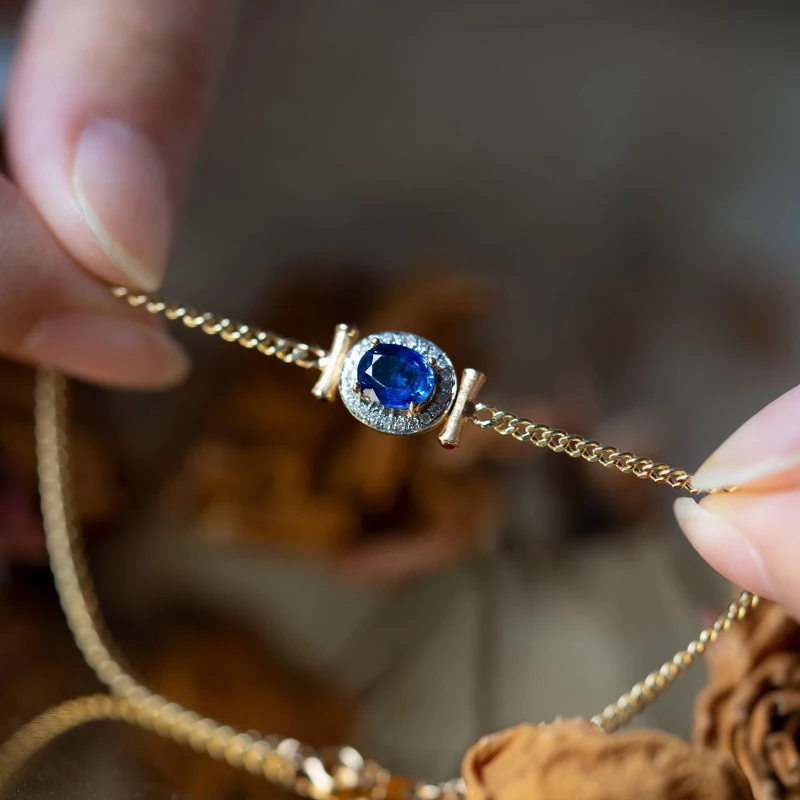 Silver Inlaid Blue Gem Cuban Chain Jewelry Sets for Women