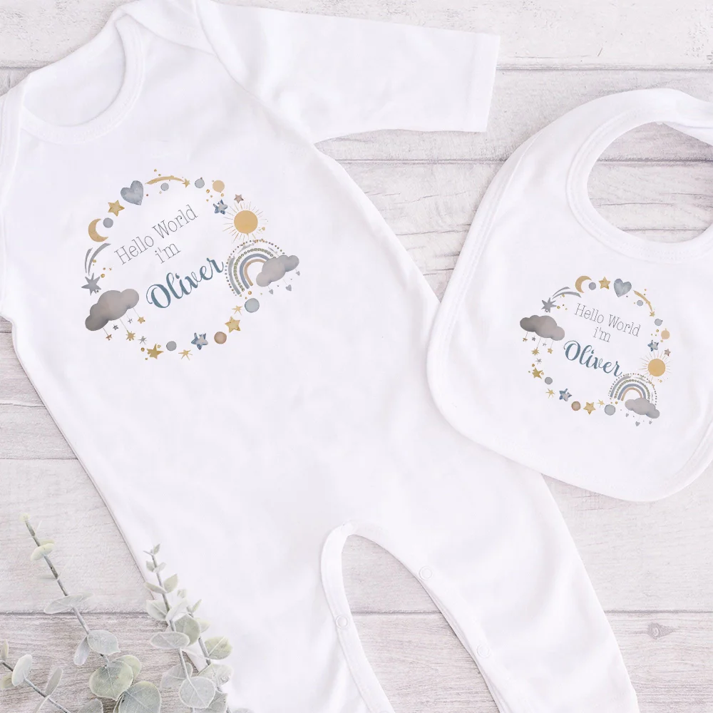 Baby Sleepsuit Born In 2018 Baby Grow Personalised Hello World