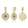 18K White Gold Plated Compass Pendant Iced Out Hip Hop Jewelry Bling 5A Hip Hop Pendant Necklace 2