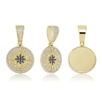 18K White Gold Plated Compass Pendant Iced Out Hip Hop Jewelry Bling 5A Hip Hop Pendant Necklace 2