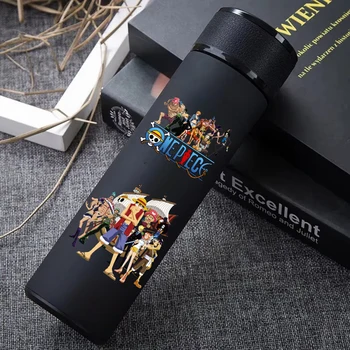 One Piece 304 Stainless Steel Thermos Cup Pattern Luffy Roronoa Zoro Action Figure High Capacity 500ML Drinking Water Bottle 2
