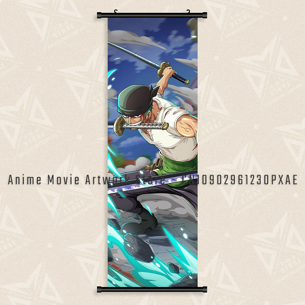 thumbnail image 1 of Póster de lienzo impreso con imagen HD de One Piece Luffy, pergaminos colgantes, decoración moderna para el hogar y la pared, 1 of 5