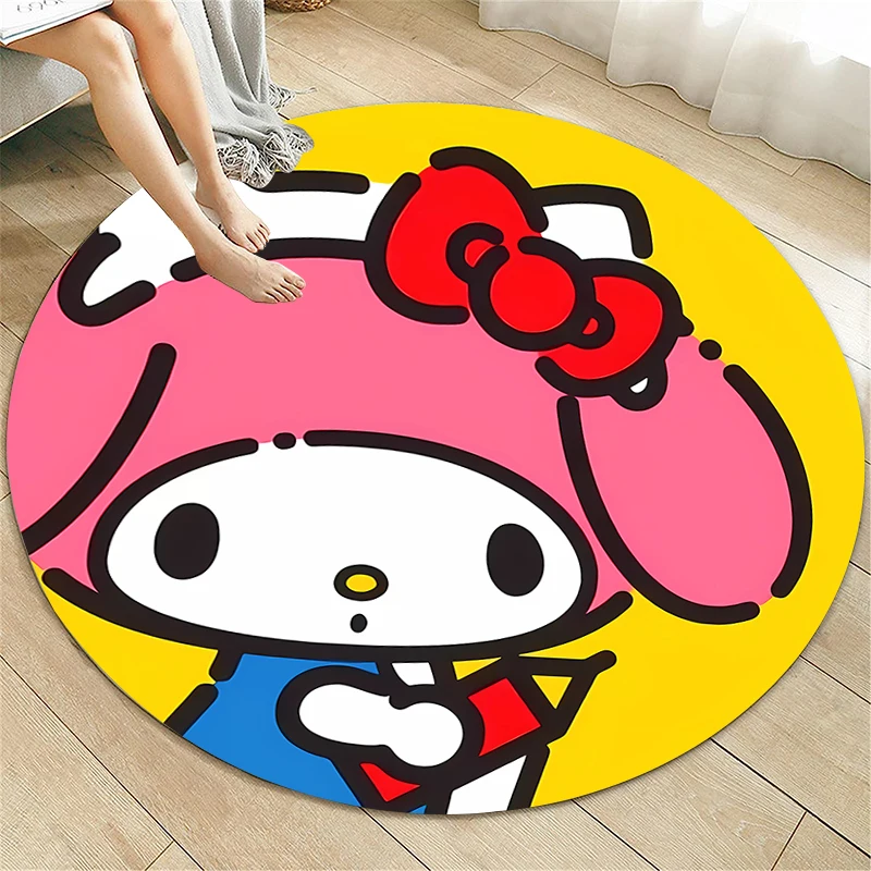 

Круглый ковер Sanrio для гостиной, коврики для кемпинга и пикника, Противоскользящий коврик, коврик для йоги, подарки