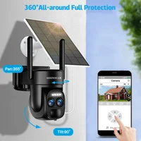 Caméra solaire WiFi SZSINOCAM pour extérieur, batterie intégrée, double objectif, caméra de sécurité 2K, panneau solaire, surveillance vidéo sans fil 5
