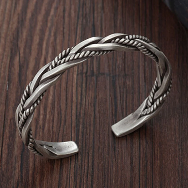 Metal bracelet Silver Plated Bracelet Fashion Creative Knot Weave Open Bracelet Jewelry Gift