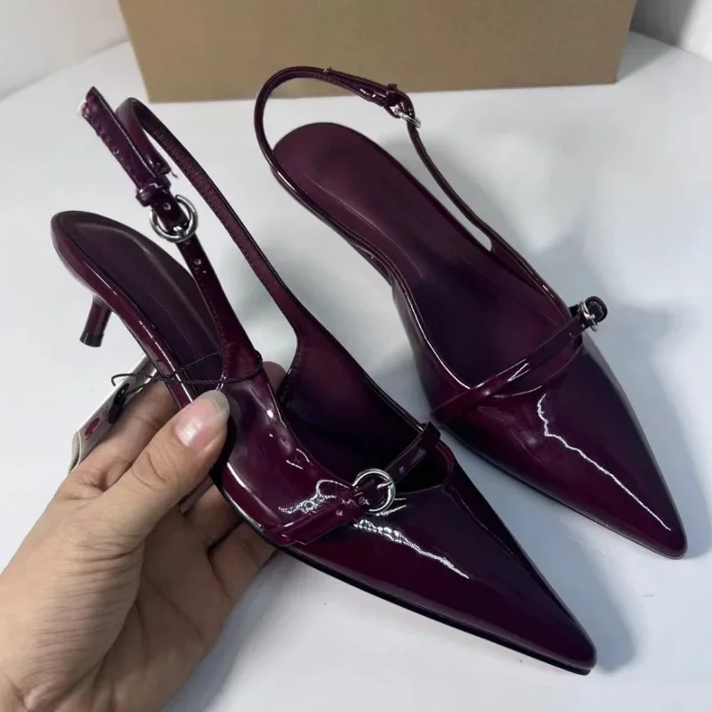 Pointed Toe Buckle Strap Ladies Slingback Sandals Solid Shallow Fashion Sexy Party Summer Women High Heels Shoes women slingback sandals women high heels shoes