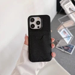 Luxury Solid Color Leather Wallet Phone Case with Card Slot and Up Down Design - iPhone 12 Mini (Black)