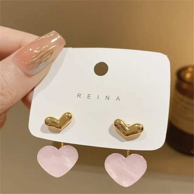LATS nouvelle mode contracté coeur perle boucles d'oreilles fines Joker doux tempérament élégant femmes goutte boucle d'oreille bijoux de mode