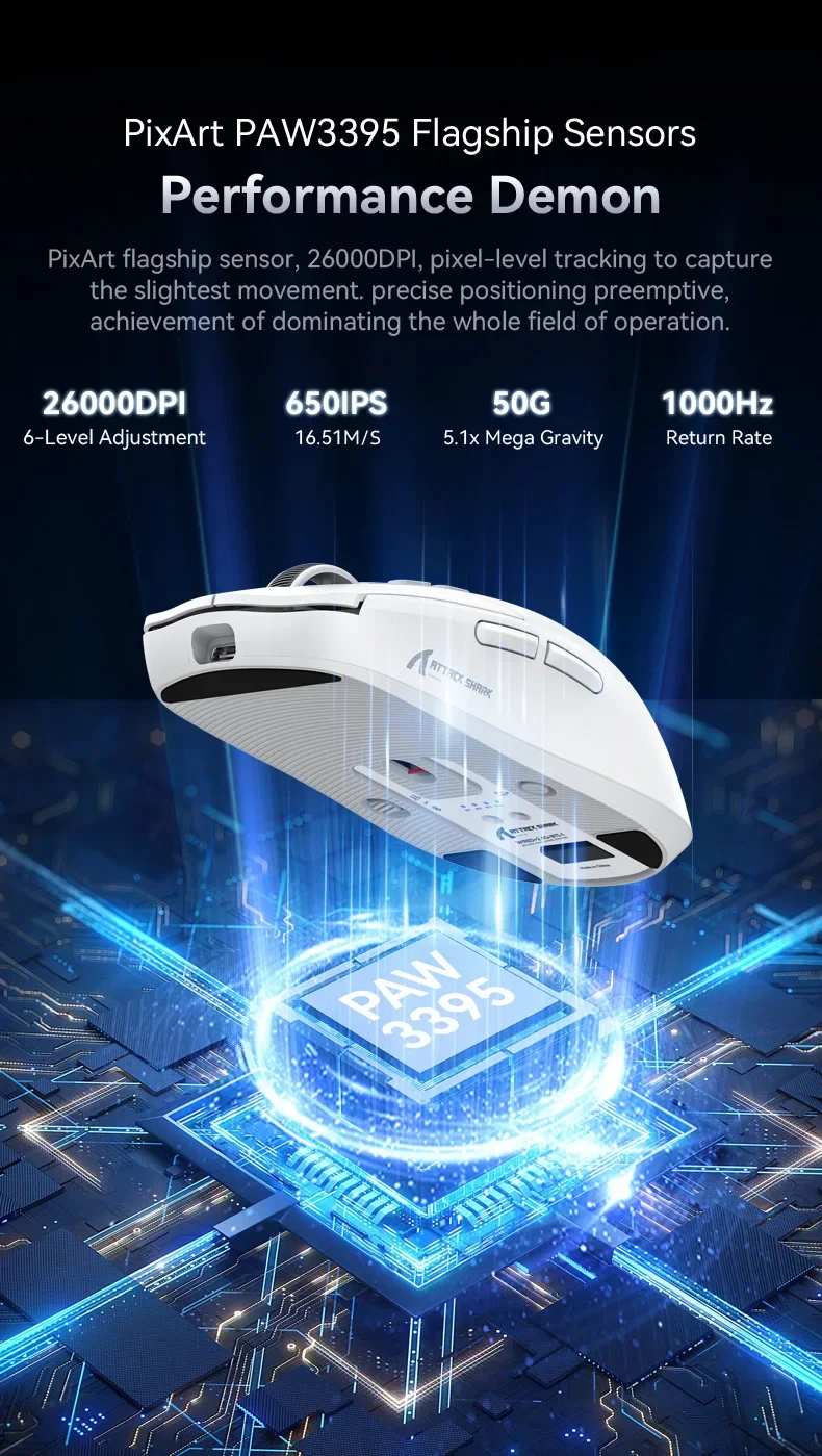 Attack Shark X6 49G programmable Wireless Mouse 2.4G USB Wired PAW3395 26000 DPI for Laptop PC Optical computer Gaming Mouse 22 Attack Shark X6 49G programmable Wireless Mouse 2.4G USB Wired PAW3395 26000 DPI for Laptop PC Optical computer Gaming Mouse
