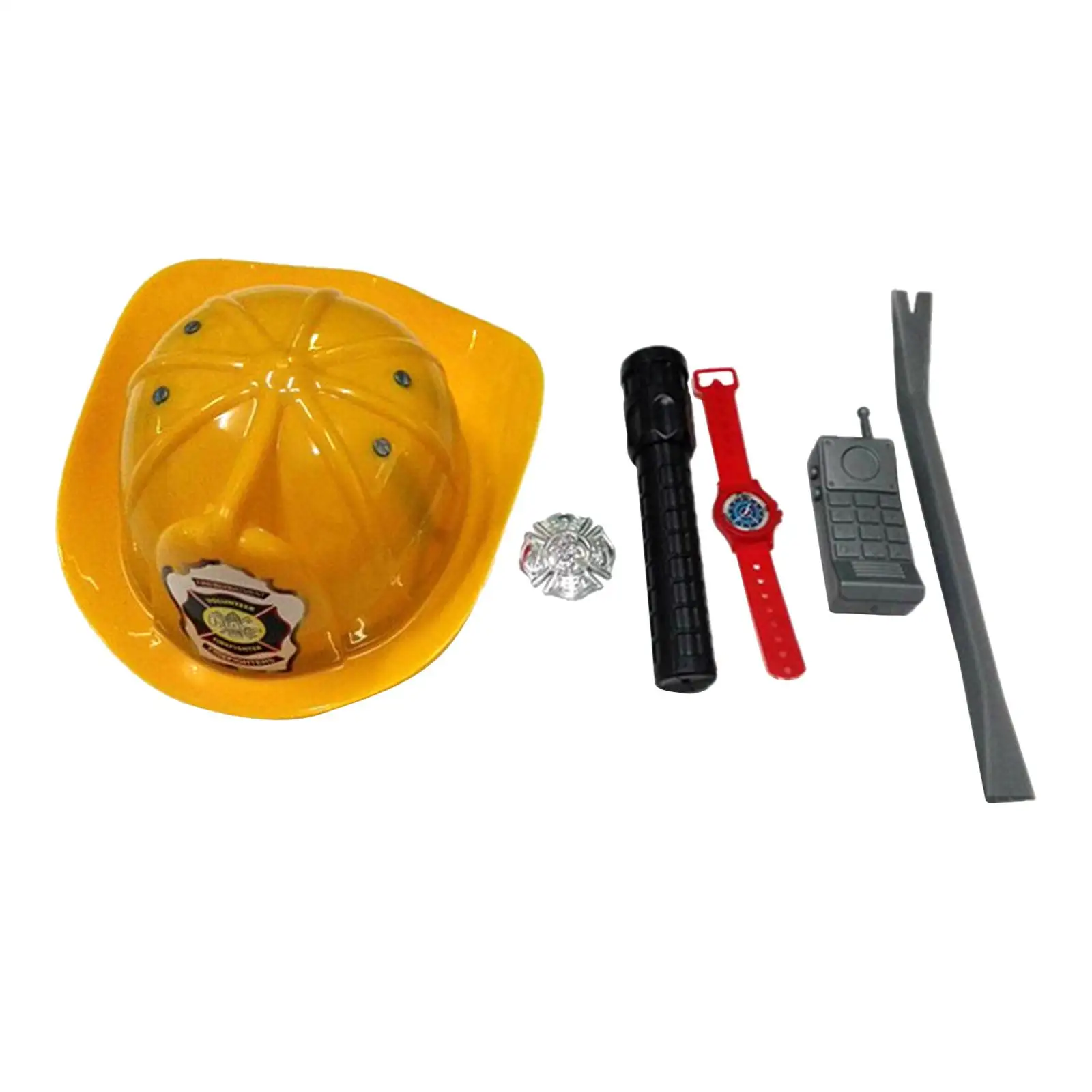 6Pcs Kids Fireman Costume Hat Cosplay Prop for Performance Show Birthday Party Gift Role Play Halloween Festival Photo Props