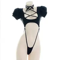 Ensemble de sous-vêtements Bandage à bretelles Sexy, dos nu, une pièce, Costume de Bikini, pyjama pour femmes, uniforme de Lingerie, Cosplay 1