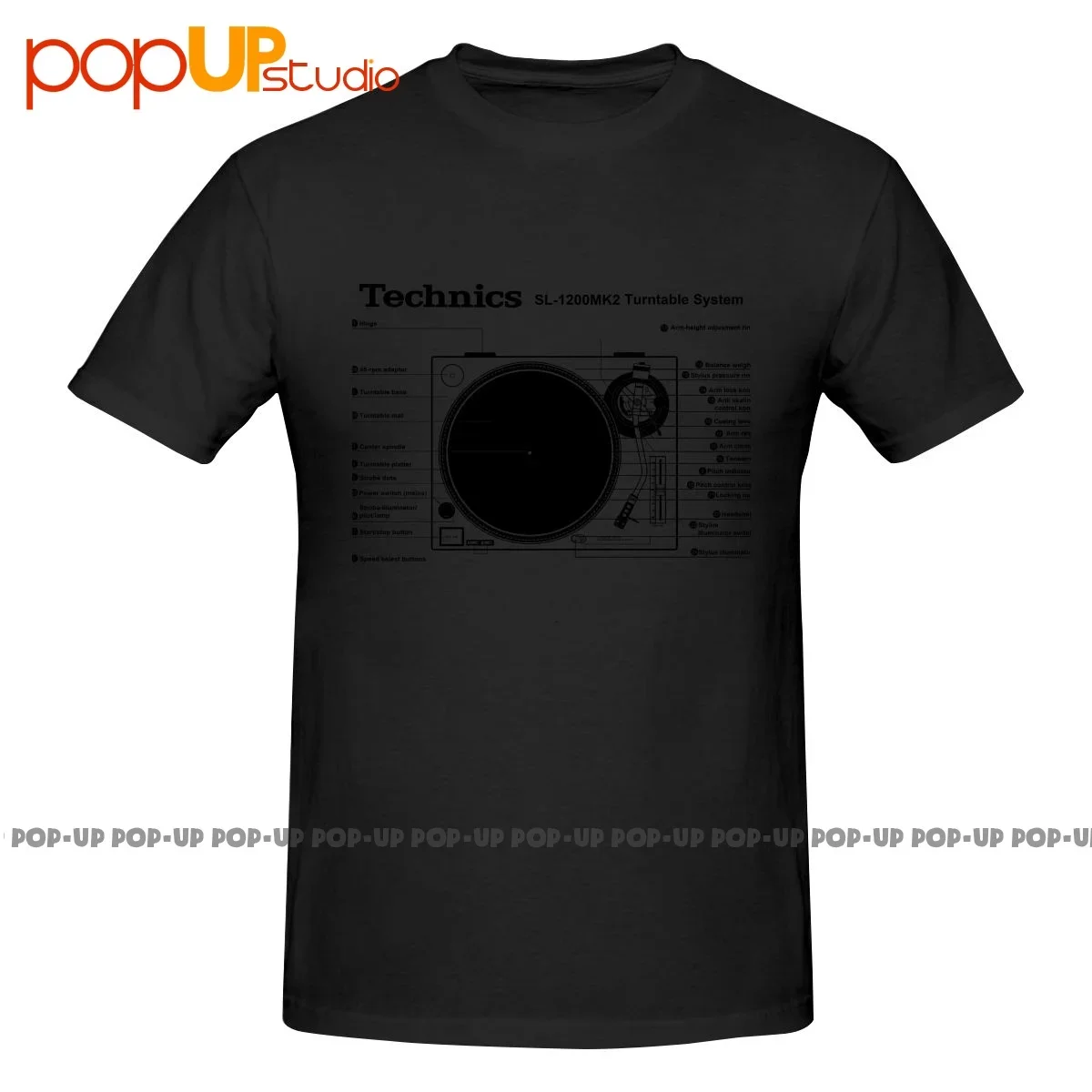 Technics 1200 Mk2 Giradischi System Dj Decks Vinyl Record Shirt T-Shirt Tee Unisex Streetwear