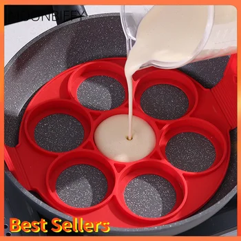 Silicone Pancake Maker Forme multiple 7 fori Stampo da forno antiaderente Anello Stampi per uova fritte per la cucina di famiglia Gadget da cucina 1
