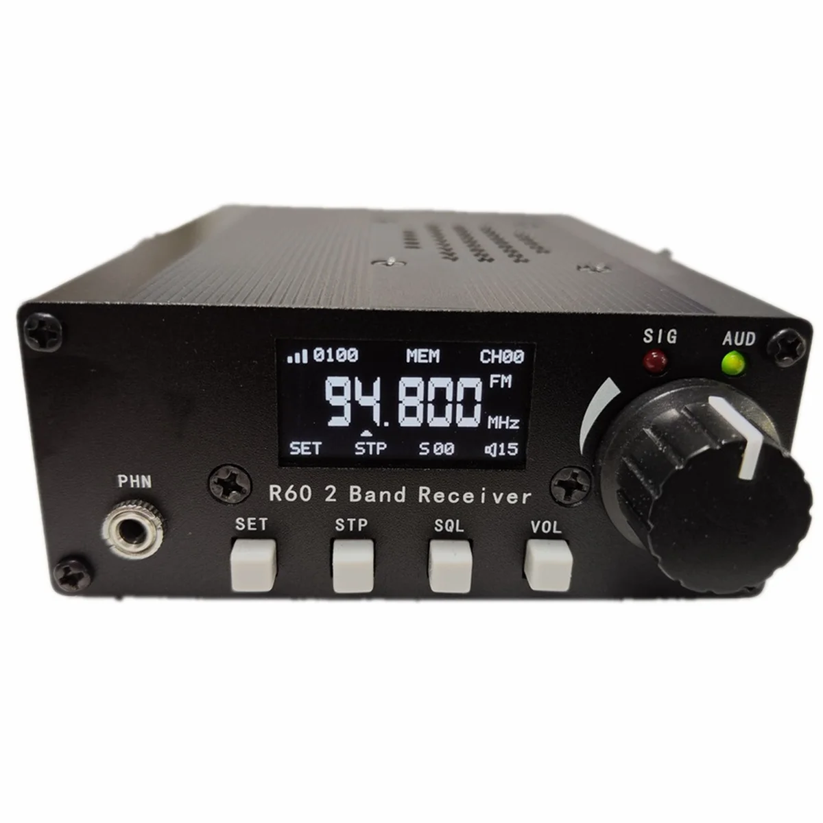 

DIY Aviation Radio R60 FM 88-108MHz Air Band 118-136MHz Receiver Aviation Radio PLL Secondary Frequency Conversion +Case