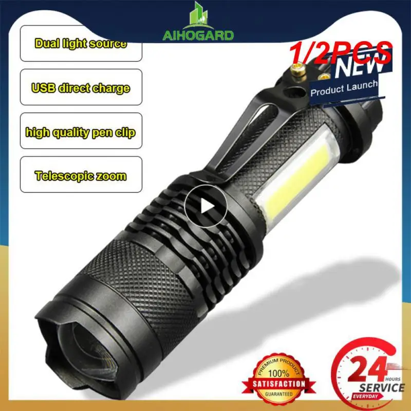 

1/2PCS Mini Rechargeable LED Flashlight Use XPE + COB lamp beads 100 meters lighting distance Used for adventure, camping, etc.