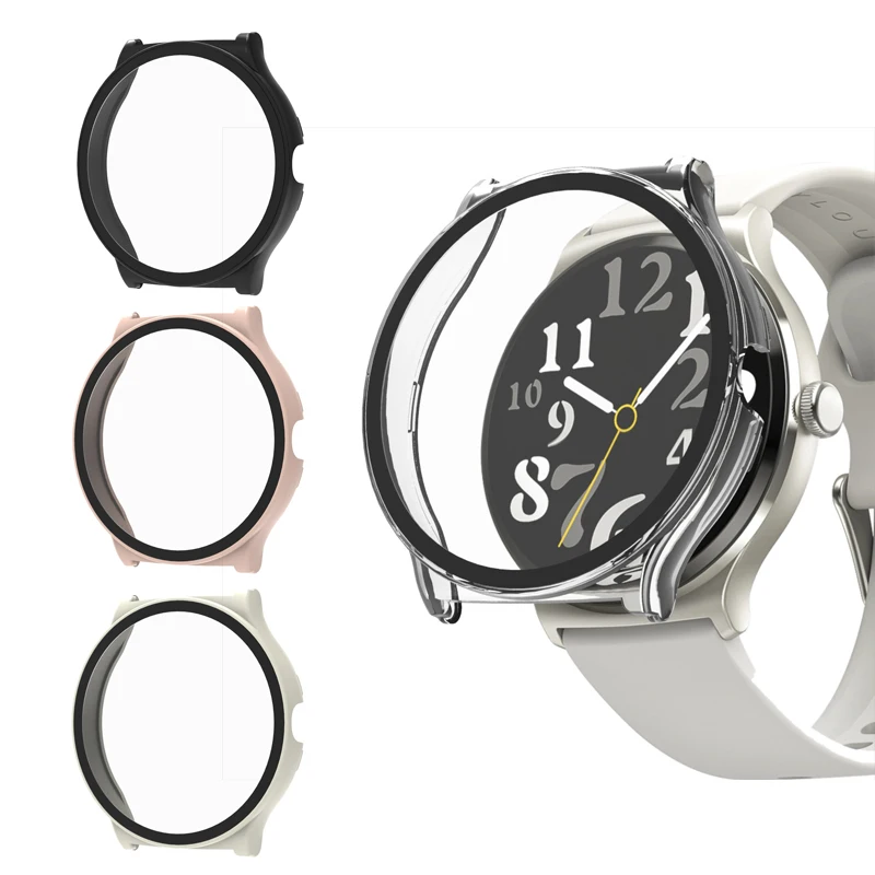 Hard Edge Shell Screen Glass Protector Film Smartwatch Frame Case Per Haylou Solar Lite Smart Watch Cover Protettiva Accessori