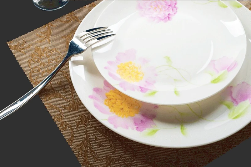 2pcs set, 8+10inch, real bone china charger plate set, sun-flower painting, porcelain dinner plates breakfest plate set