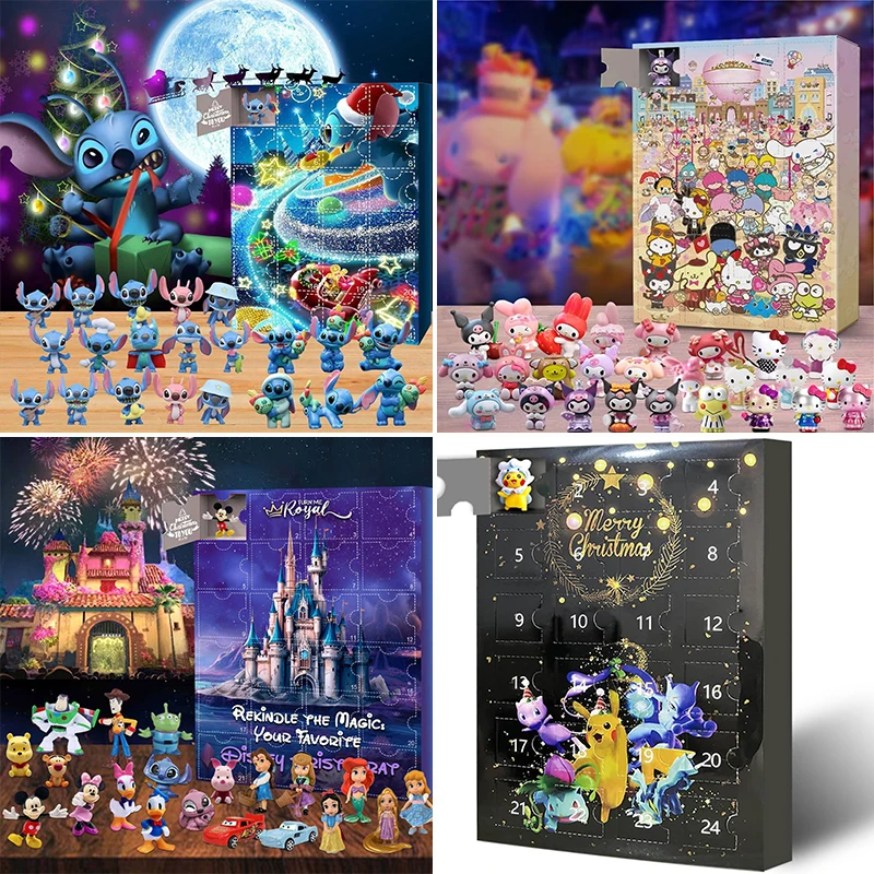 

Disney Christmas Advent Calendar for Kids Blind Box Stitch Mysterious Surprise Box Minnie Mickey Mouse Anime Figures Sanrio Toy