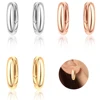 Simple 925 Silver Circle Hoop Earrings Girl Rose Gold & Gold Color Elegant Office Style Classic Earrings Accessories 1