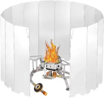 8/9/10 Plates Outdoor Camping Stoves Windshield Ultralight Foldable Gas Stove Wind Shield Picnic Cooking Burner Windproof Screen