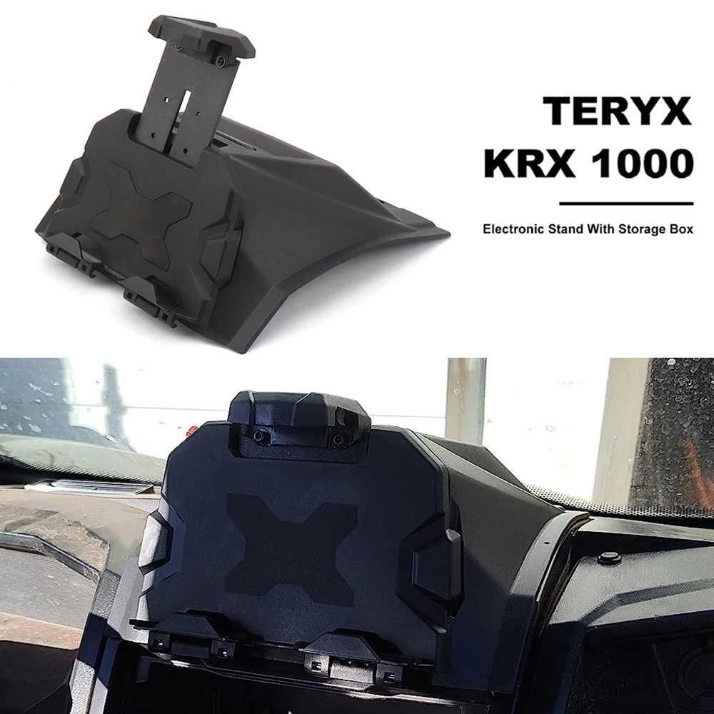For UTV Electronic Device Tablet Holder Storage Box Black ATV For Kawasaki Teryx KRX 1000 2020 2021 2022 2023