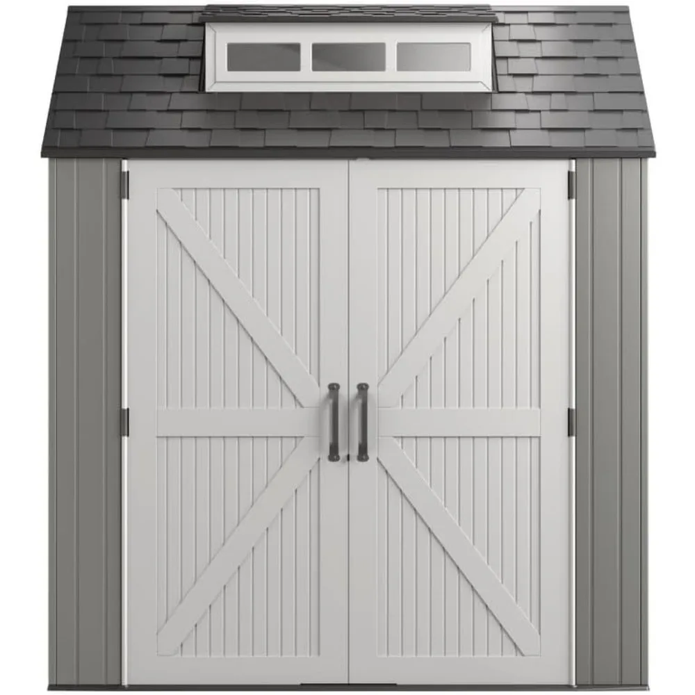 Outdoor Storage Shed With Floor (7 x 7 Ft) Weather Resistant Organization for Home/Backyard/Garden Tools/Lawn Mower