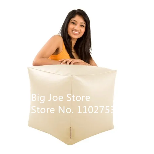 waterproof outdoor beanbag footrest Large Storage Faux Leather Bench Box Footstool cream Ottomans Pouf