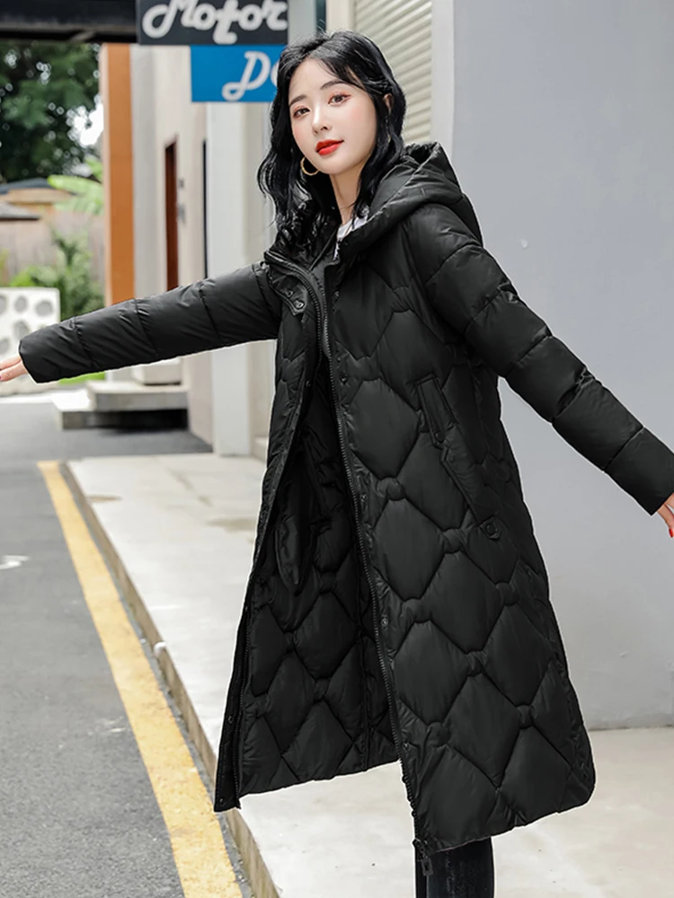 New Winter Jacket Women Cotton Long Jacket Fashion 2019 Padded Wadded Slim Plus  Size 5XL 6XL 7XL Hooded Parkas Coat Female Z110 - black - 433032847851-7  Size XL