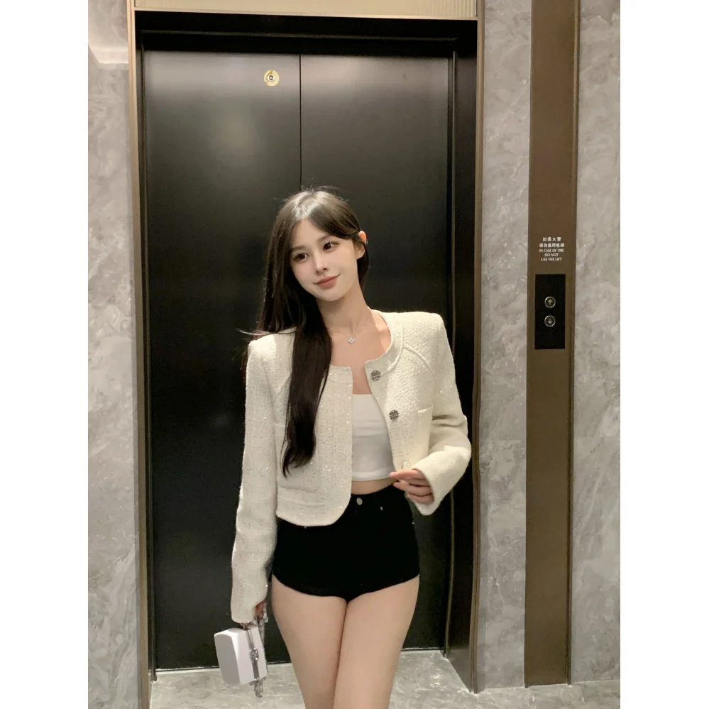 Korea Fall Winter Sweet Sparkling Jackets Coat Women'S Chic High End Female Outerwear Casacos Suit