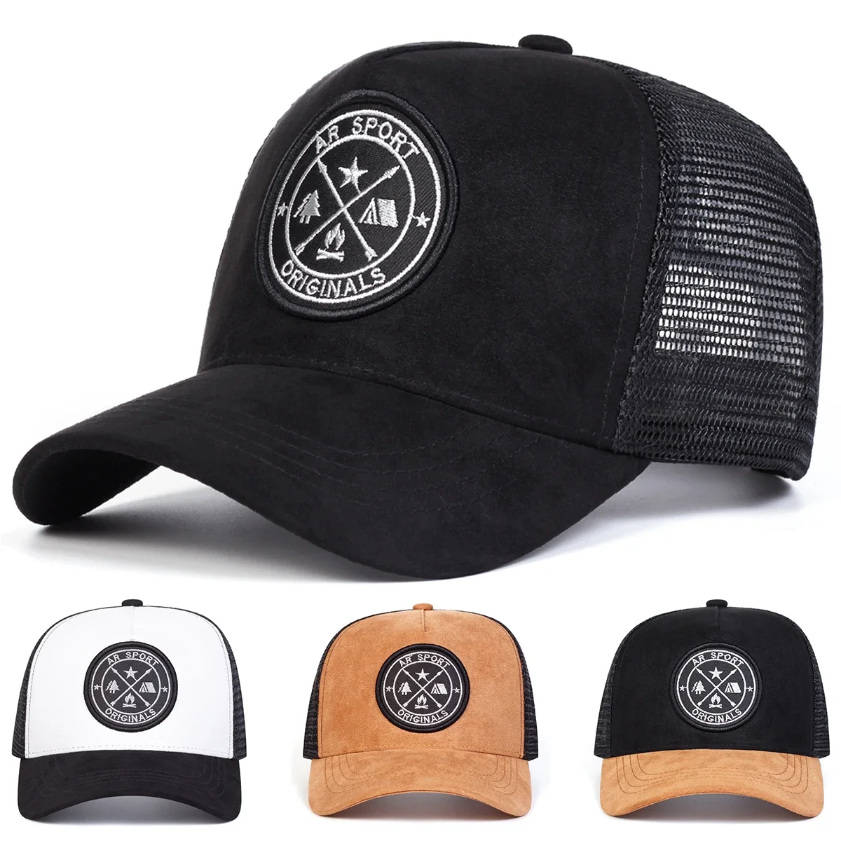 Unisex AR SPORT Baseballkappen mit Buchstabenstickerei, Frühling, Sommer, Outdoor, verstellbare Freizeithüte, Sonnenschutzhut, Sportkappe