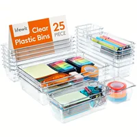 A Set Of 25/44 Ultimate Drawer Storage Solution Kit - Transparent Multifunctional Plastic Storage Set With Adjustable Dividers A 1