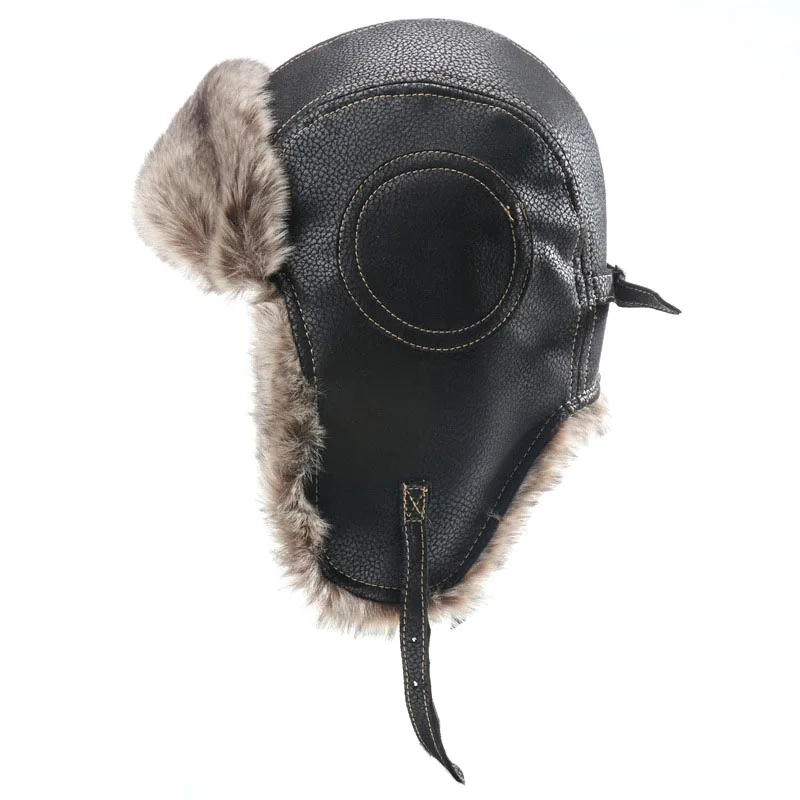 SupSindy Männer warme Winter-Bomber-Hüte im Freien Moto winddichte Kunstpelz-Piloten-Ohrklappen-Hut für Frauen UdSSR Uschanka thermische Schneekappen – Detail 11