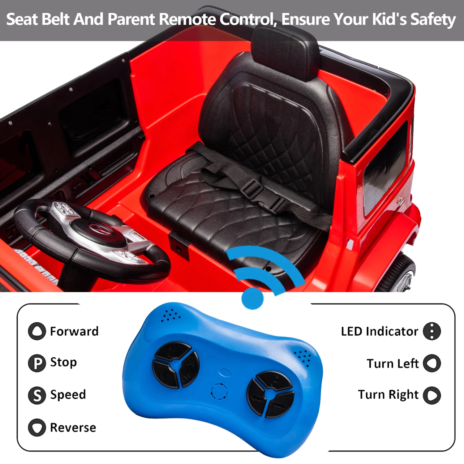 Licensed Mercedes Benz G63 Kids Ride On Car, 12V Electric Vehicle with Remote Control, Double Open Doors, Music, Bluetooth, Whee 5