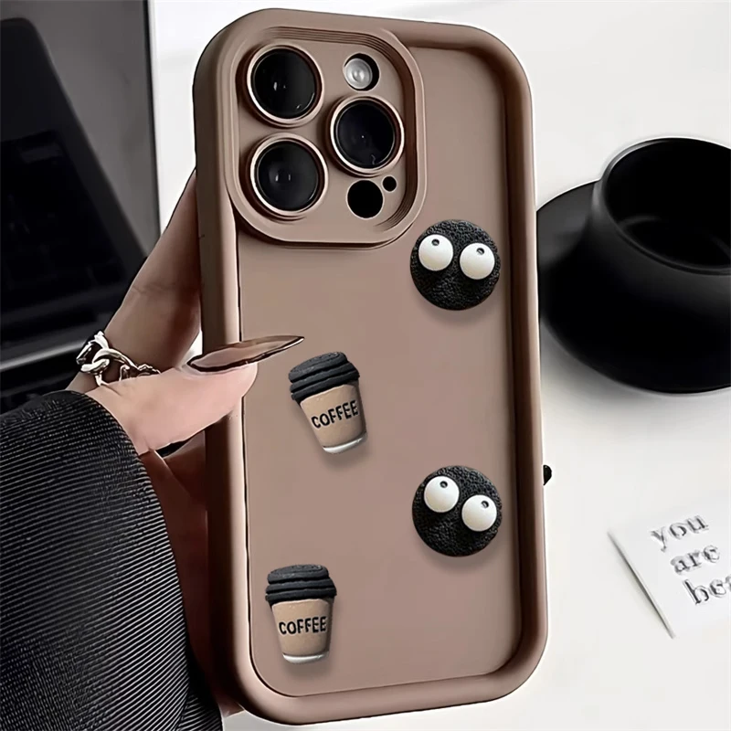 3D Coffee Toy Cartoon Phone Case For iPhone 13 Case iPhone 11 12 13 14 15 Pro Max 16 16Pro XR X XS Max 7 8 Plus Case Cover Funda_voghion.com