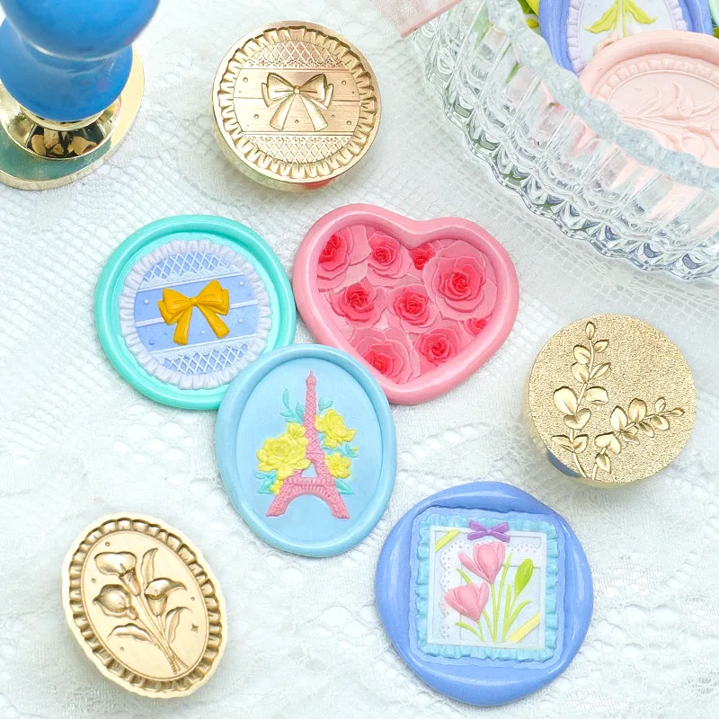 Tampon de cire en relief 3D, plantes/fleurs/tête d'arc pour cartes, enveloppes, Invitations de mariage, Scrapbooking, sceau de laque de feu