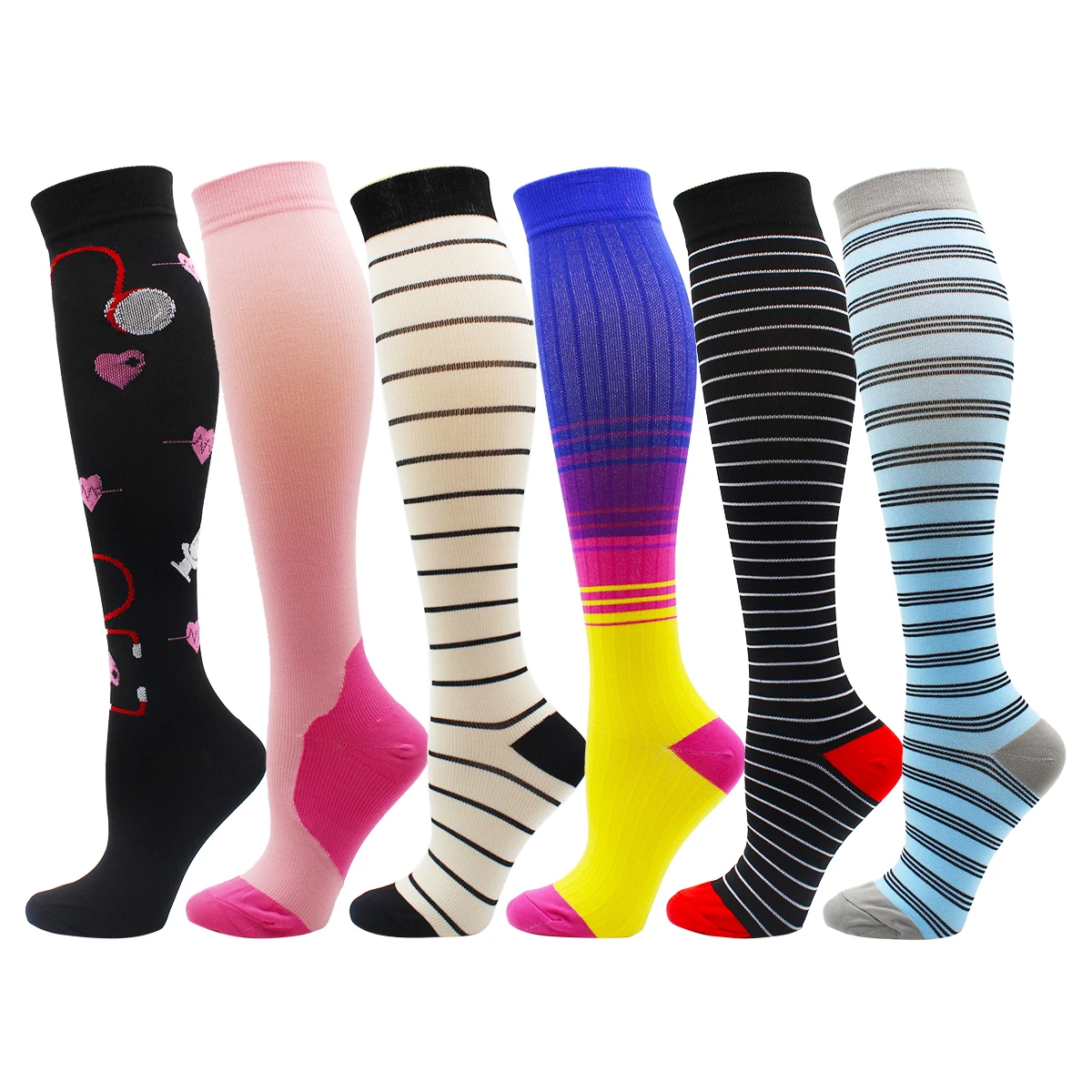

New Style 6 Pairs Compression Socks Fit For Varicose Veins Socks Men Women Outdoor Sports Best Graduated Compression Socks Men